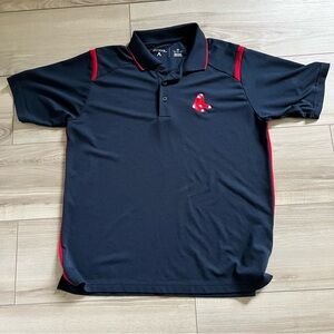 Antigua Boston Red Sox Navy Blue Legacy Pique Short Sleeve Polo Size Medium MLB